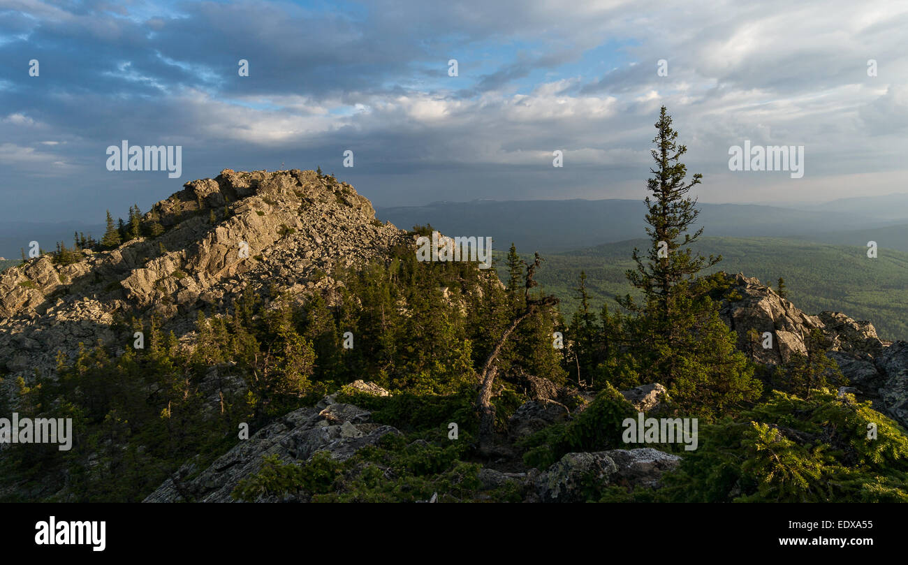 Berg im Naturpark Iremel, Süd-Ural, Russland Stockfoto