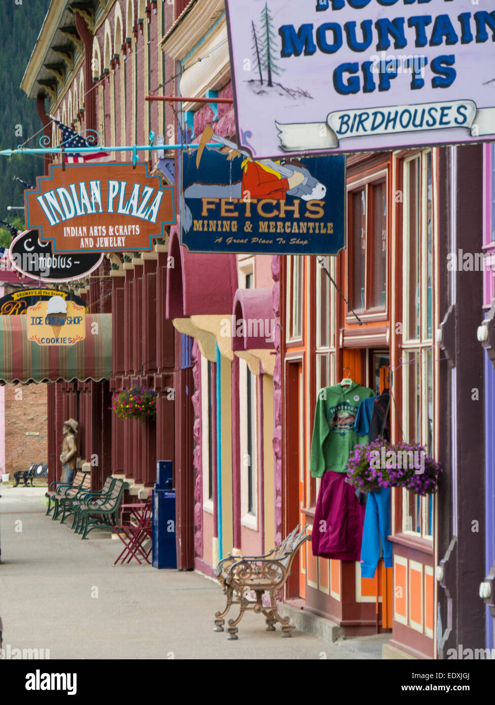 Historische alte Bergbau Stadt von Silverton Colorado in den San Juan Mountains in Colorado Ziel von Durango Silverton Railroad Stockfoto