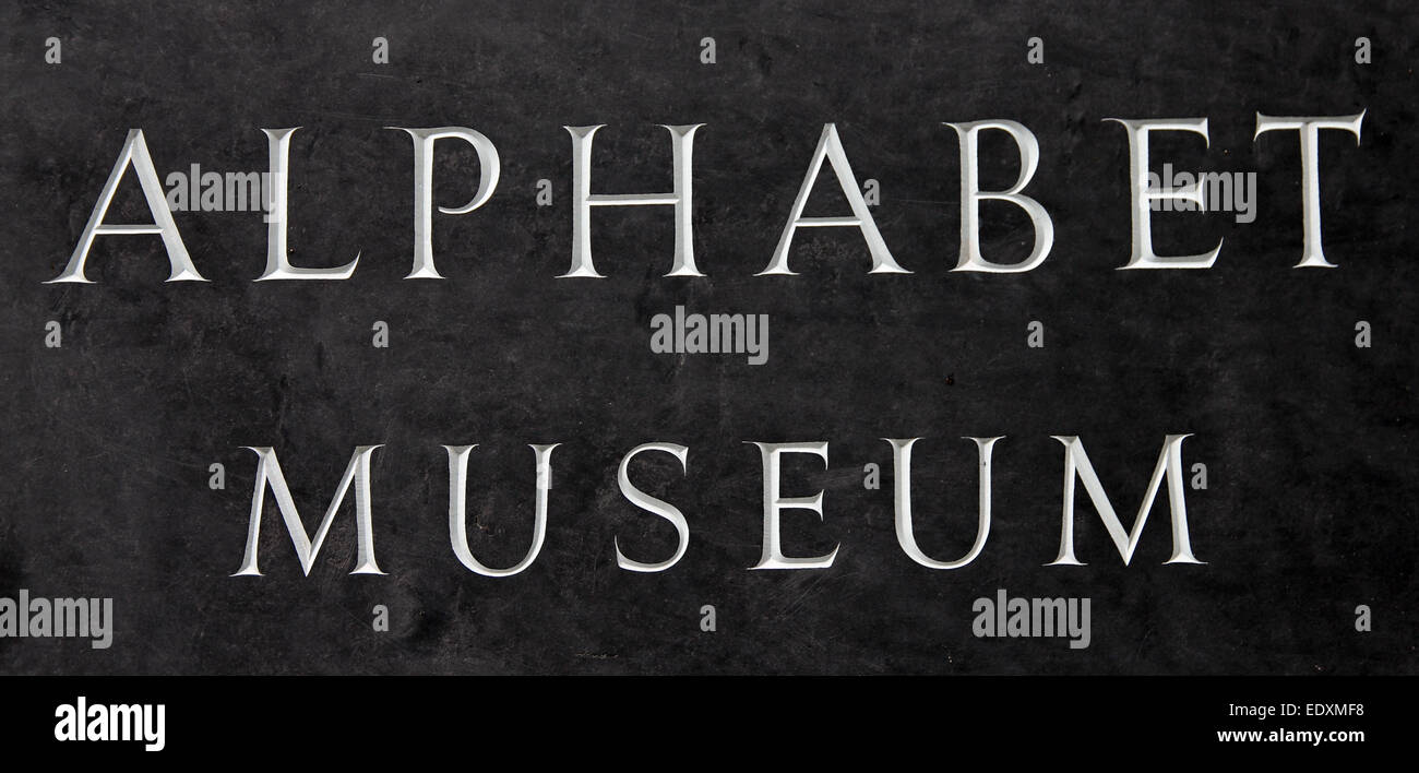 Alphabet-Museum, Cambridge Stockfoto