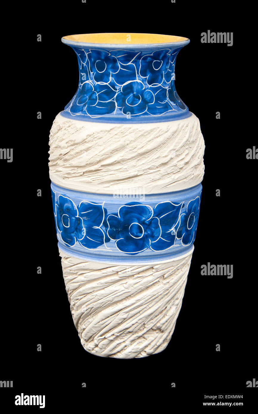 Handgemachte Studio Keramik Vase aus der Alfa Ruz Keramikwerkstatt in La Rambla, Cordoba, Spanien Stockfoto