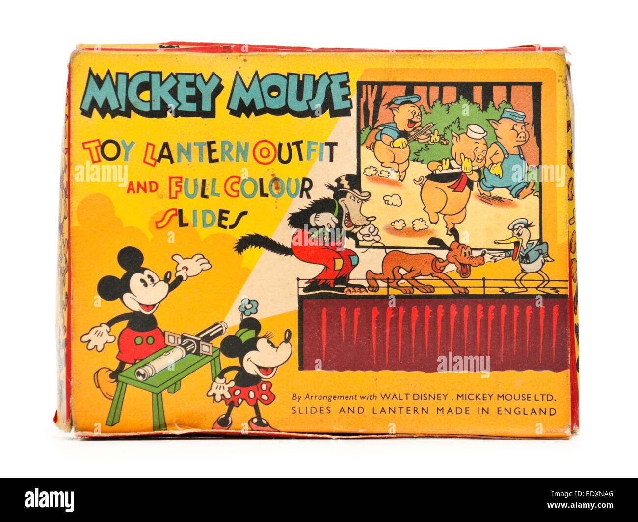 Vintage Mickey Mouse "Spielzeug Laterne Outfit" in der Originalverpackung mit Farbe Folien Stockfoto