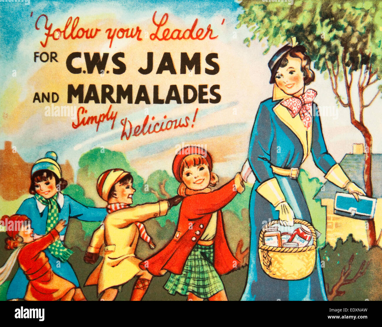 Jahrgang 1930 Werbung für CWS (Co-Operative Wholesale Society) Konfitüren und Marmeladen Stockfoto