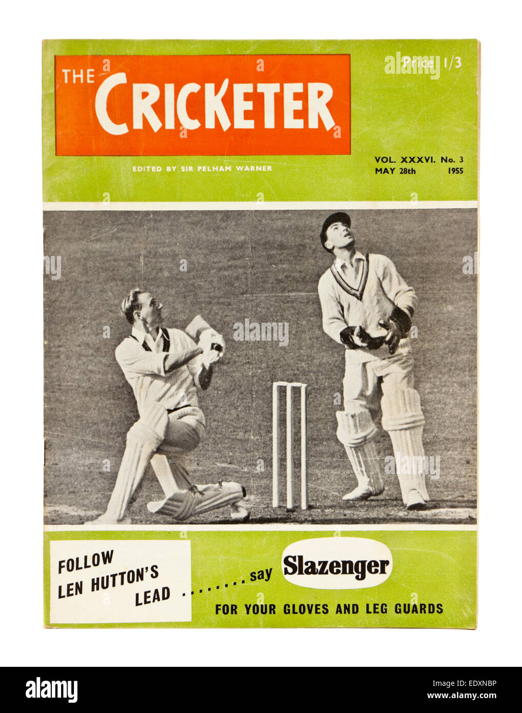 Jahrgang 28. Mai 1955-Edition von "The Cricket-Spieler" (Bd. 34 Nr. 3) Stockfoto