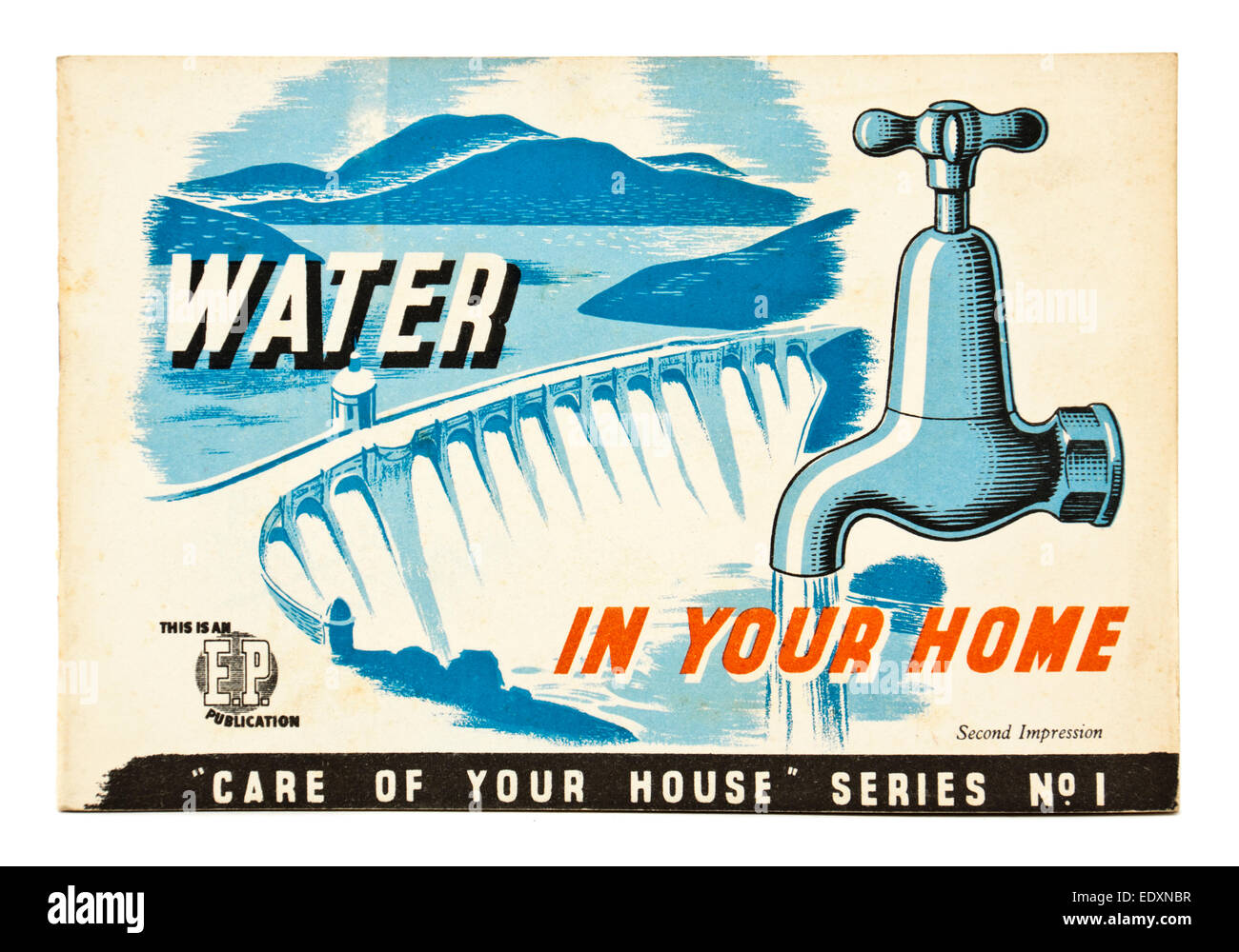1955-Werbebroschüre "Wasser in Ihrem Haus" von der British Association Wasserwerk Stockfoto