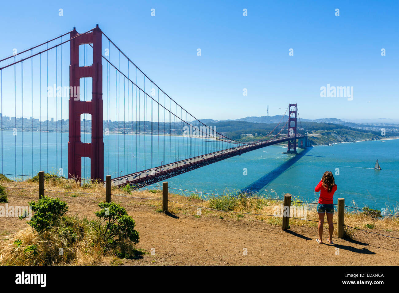 Golden Gate Bridge von Batterie Spencer auf der Marin Headlands, San Francisco, Kalifornien, USA Stockfoto
