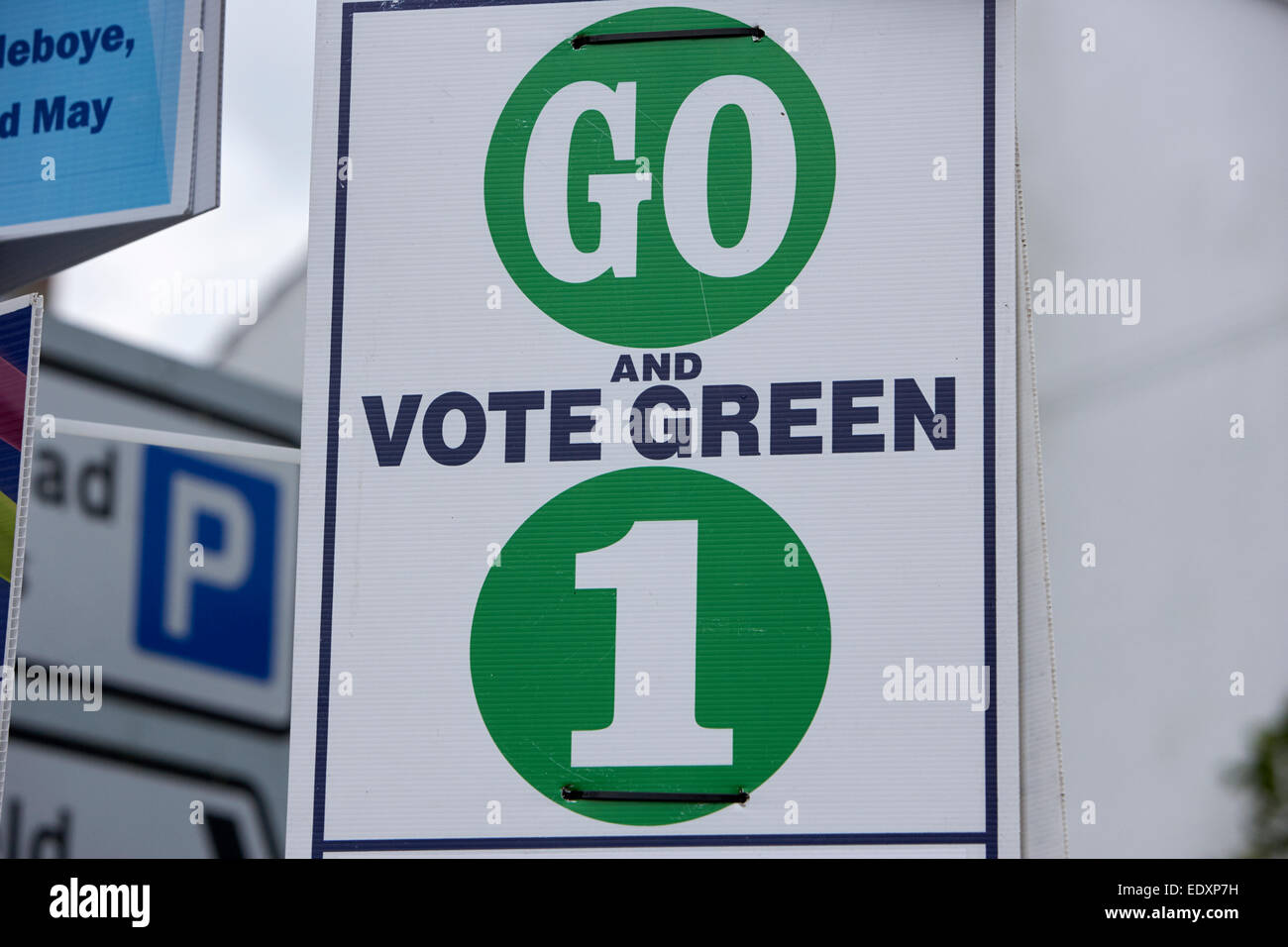 grüne Wahlplakat Abstimmung Stockfoto