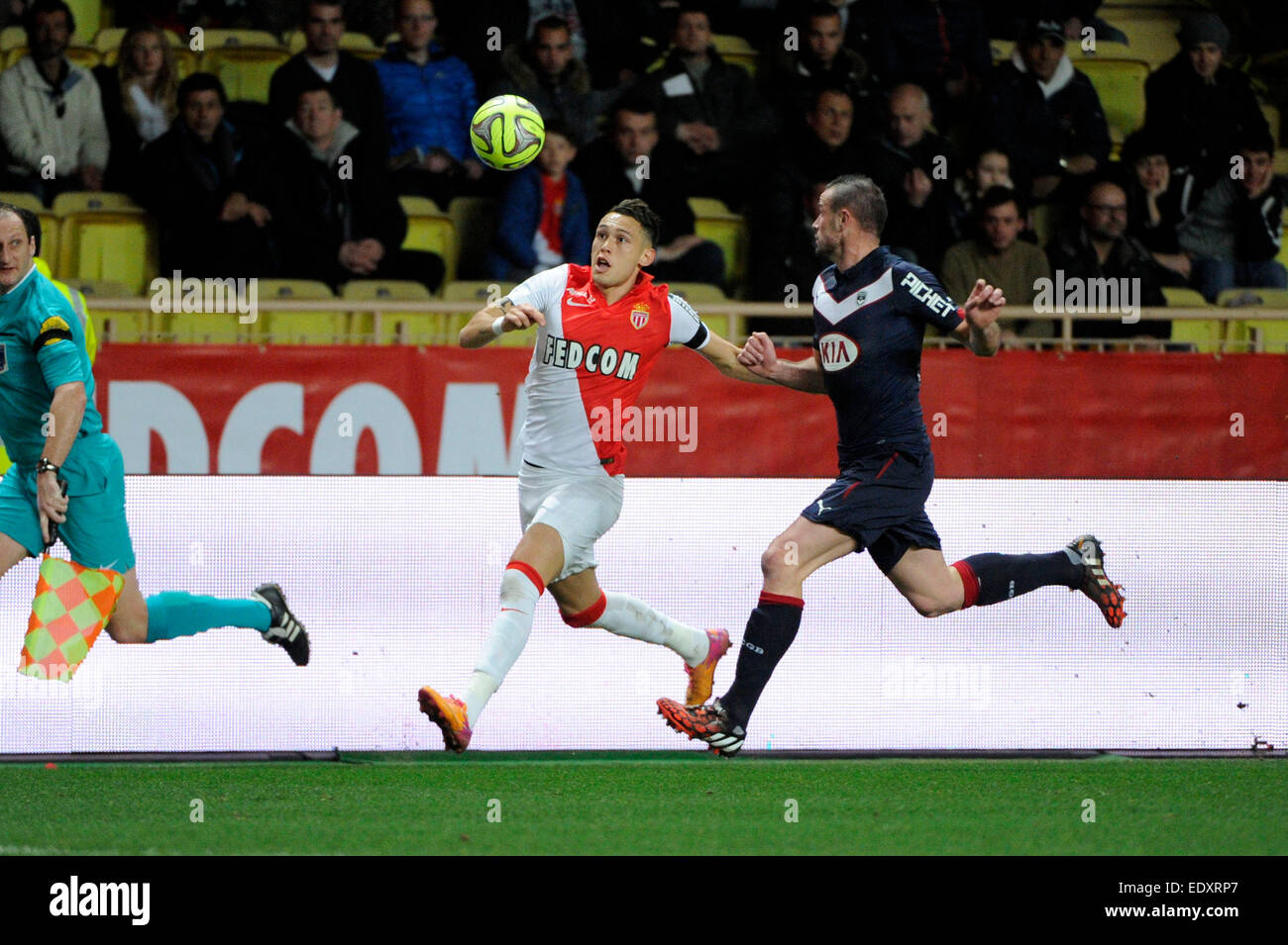 Monaco, Frankreich. 11. Januar 2015. Französischen Liga 1 Fußball. Monaco im Vergleich zu Bordeaux. Lucas OCAMPOS © Aktion Plus Sport/Alamy Live-Nachrichten Stockfoto