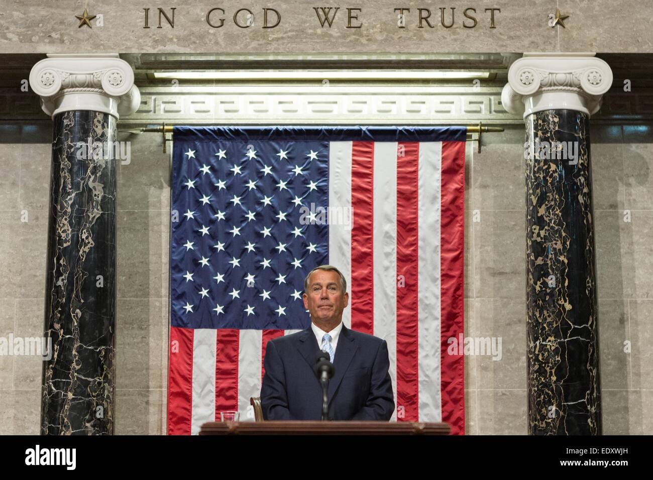US-Sprecher des Hauses John Boehner führt den Vorsitz in der Eröffnungssitzung des 114. Kongresses der Vereinigten Staaten 6. Januar 2015 Washington, DC. Stockfoto