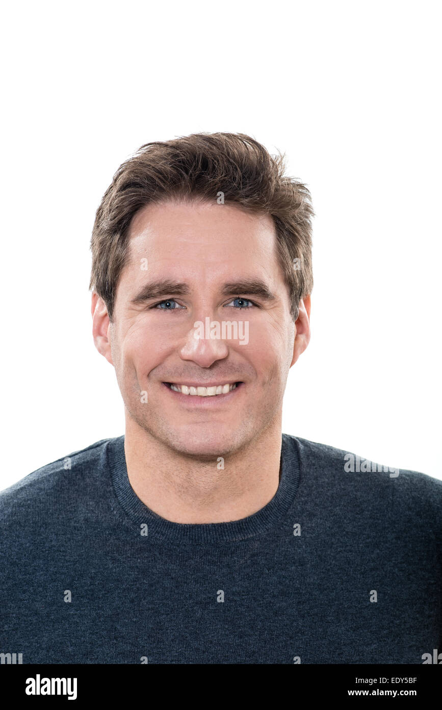 ein Mann Reife schön Portrait blaue Augen lächelnd Porträt-Studio weiß-Hintergrund Stockfoto