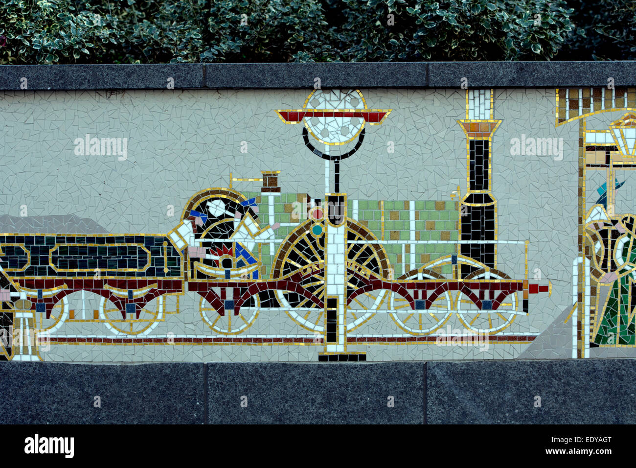 Great Western Railway Mosaik Wandbild in der Nähe von Snow Hill Station, Birmingham, UK Stockfoto