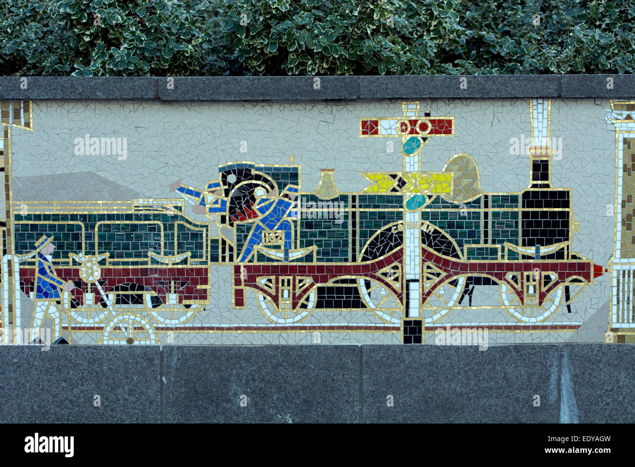 Great Western Railway Mosaik Wandbild in der Nähe von Snow Hill Station, Birmingham, UK Stockfoto