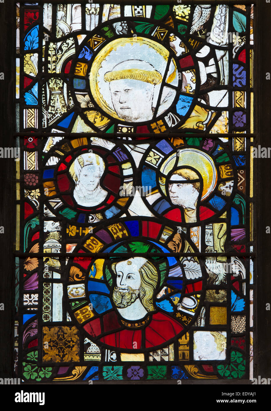 Mittelalterliche Glasmalerei, St. Marien Kirche, Melton Mowbray, Leicestershire, England, UK Stockfoto