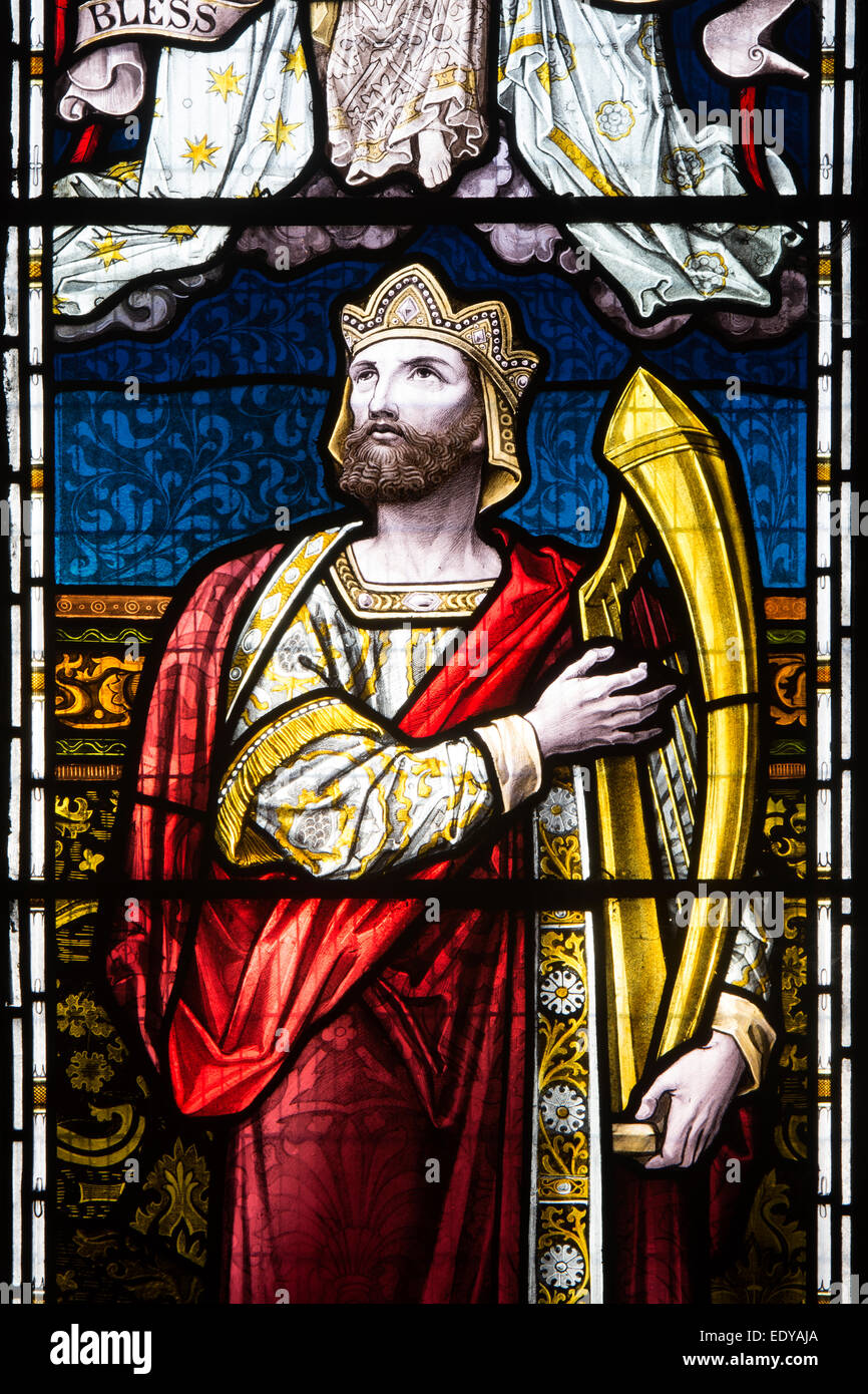 König David Glasmalerei, St. Marien Kirche, Melton Mowbray, Leicestershire, England, UK Stockfoto