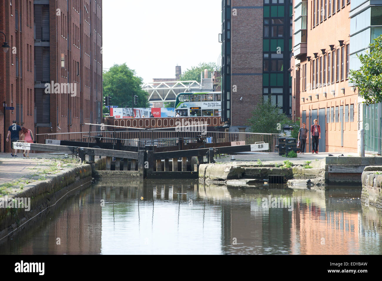 Bridgewater Kanal sperren, Deansgate, Manchester. Stockfoto