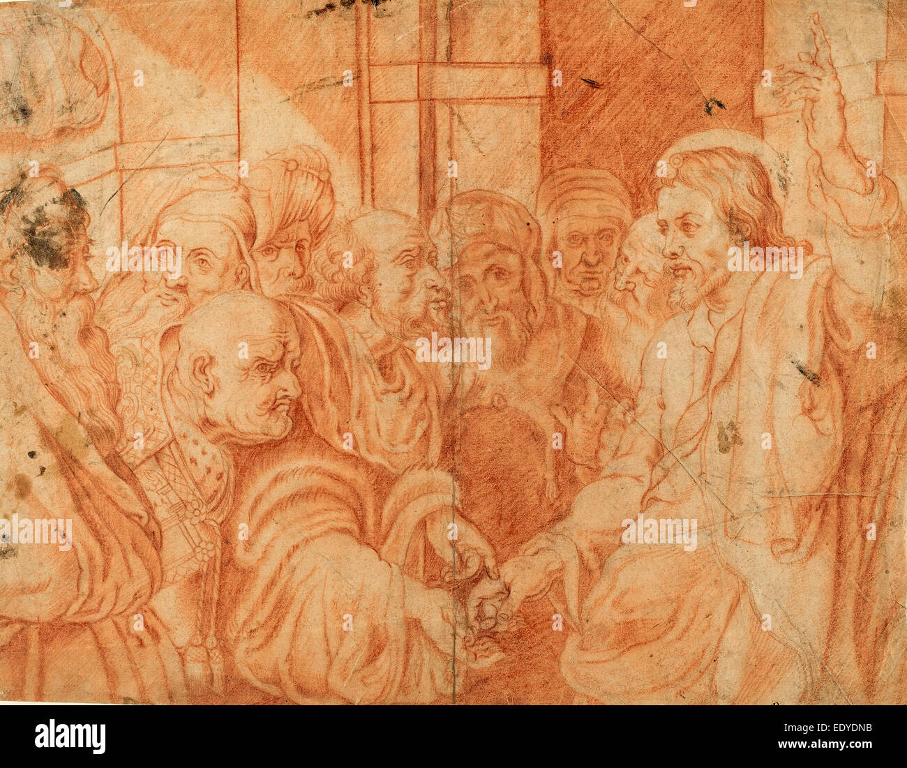 nach Sir Peter Paul Rubens, Tribut Geld, Rötel auf Bütten Stockfoto