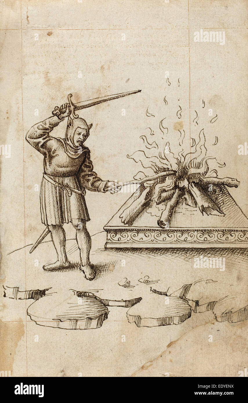 Französische früh 16. Jahrhundert, "nicht das Feuer mit einem Schwert zu stoßen", c. 1512-1515, Stift und graue Tinte auf Bütten Stockfoto