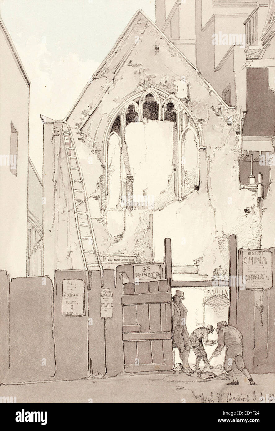 James Johnson (British, 1803 – 1834), High Street, Bristol, 1821, Aquarell und Graphit auf einfaches Papier Stockfoto