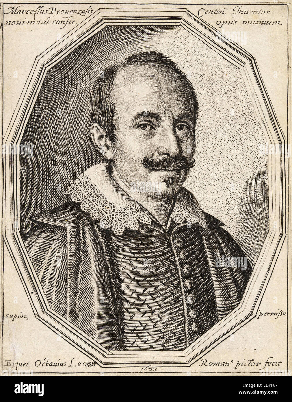 Ottavio Leoni, Marcello Provenzale, Italienisch, c. 1578-1630, Gravur 1623, Stockfoto