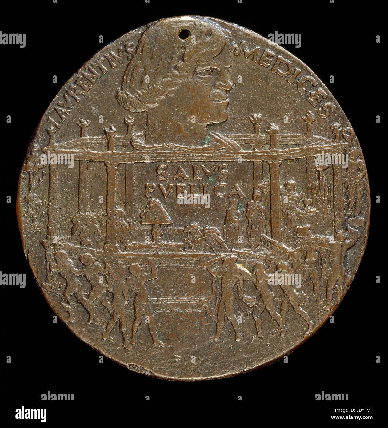 Bertoldo di Giovanni (Italienisch, c. 1430-1440 - 1491), Lorenzo de' Medici, il Magnifico, 1449-1492 (der Pazzi-Verschwörung-Medaille) Stockfoto