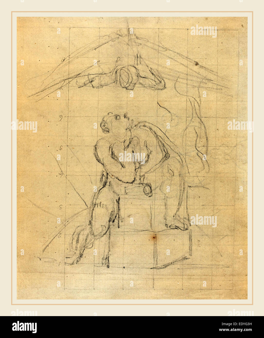 William Blake, Brite/Britin (1757-1827), Los und seinem Gespenst [Verso], c. 1804-1807, Graphit, kariert Stockfoto