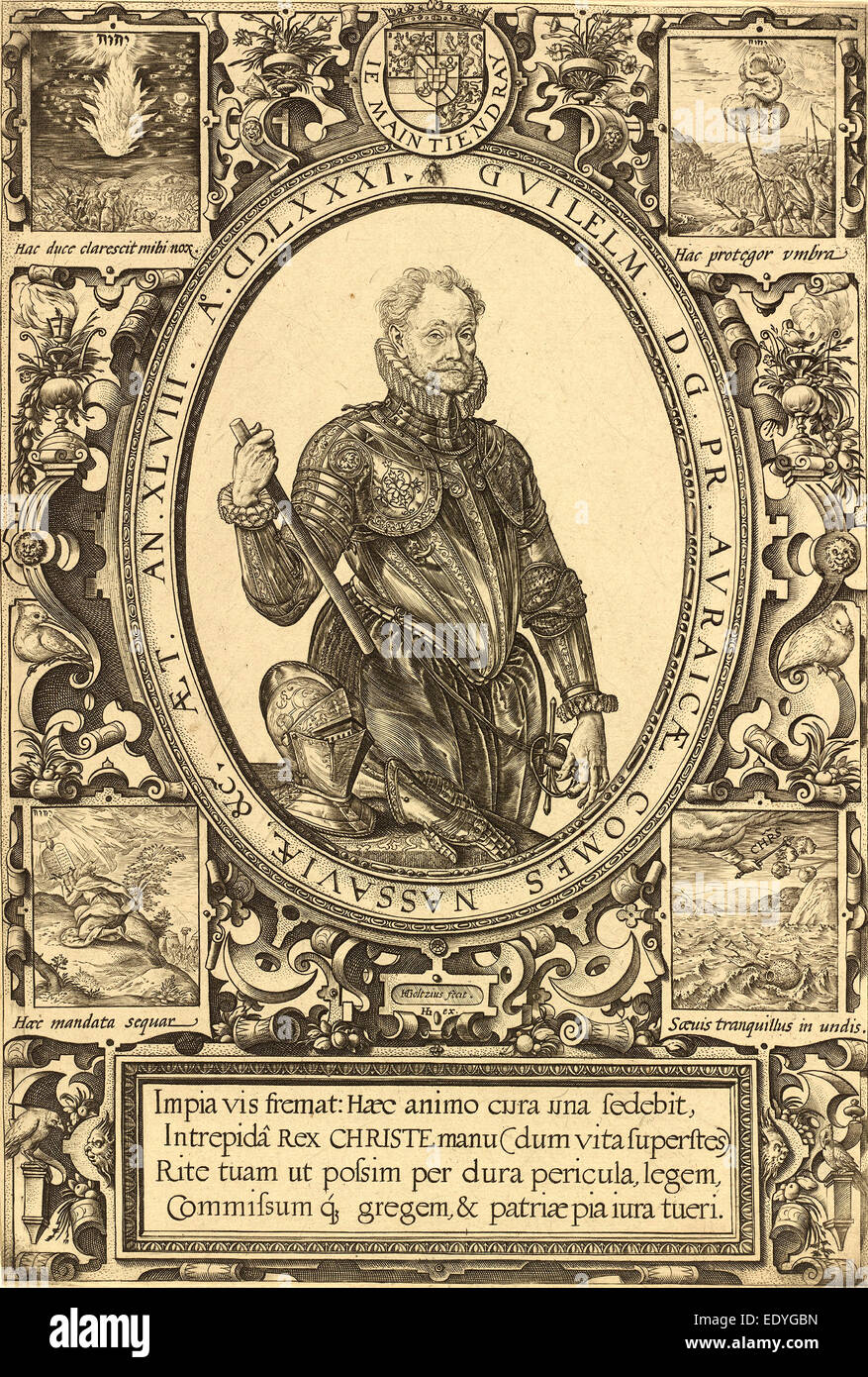 Hendrik Goltzius, William, Prinz von Nassau-Oranien, Niederländisch, 1558-1617, 1581, Gravur Stockfoto
