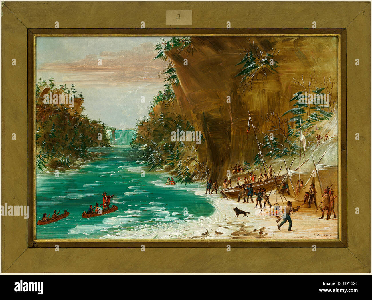George Catlin, der Expedition lagerten unterhalb der Wasserfälle von Niagara.  20. Januar 1679, amerikanisch, 1796-1872, 1847-1848 Stockfoto