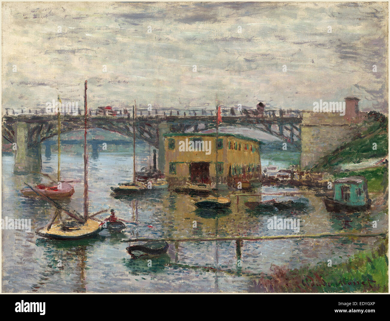 Claude Monet, Brücke in Argenteuil auf einem grauen Tag, Französisch, 1840-1926, c. 1876, Öl auf Leinwand Stockfoto