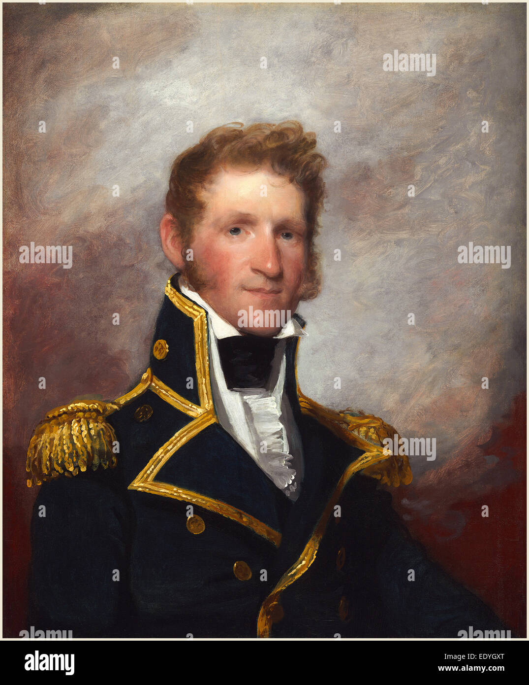 Gilbert Stuart, Commodore Thomas Macdonough, American, 1755-1828, c. 1815-1818, Öl auf Holz Stockfoto