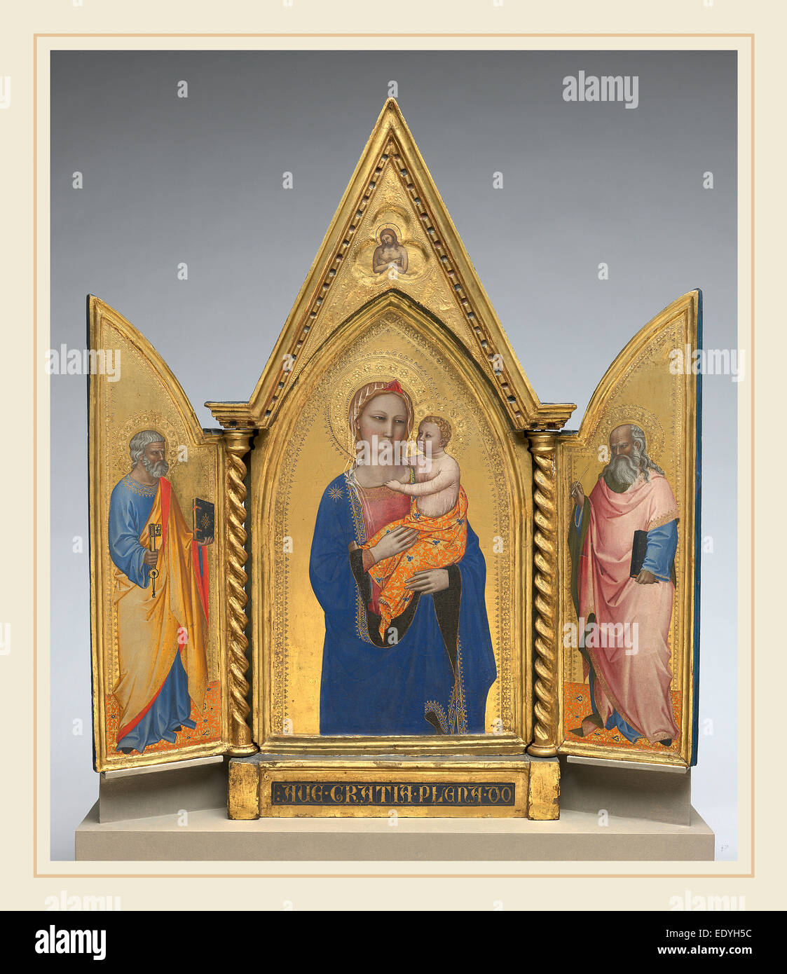 Nardo di Cione, Madonna mit Kind und Heiligen Petrus und Johannes der Evangelist [mittleren Feld], Italienisch, aktive 1343-1365-1366 Stockfoto