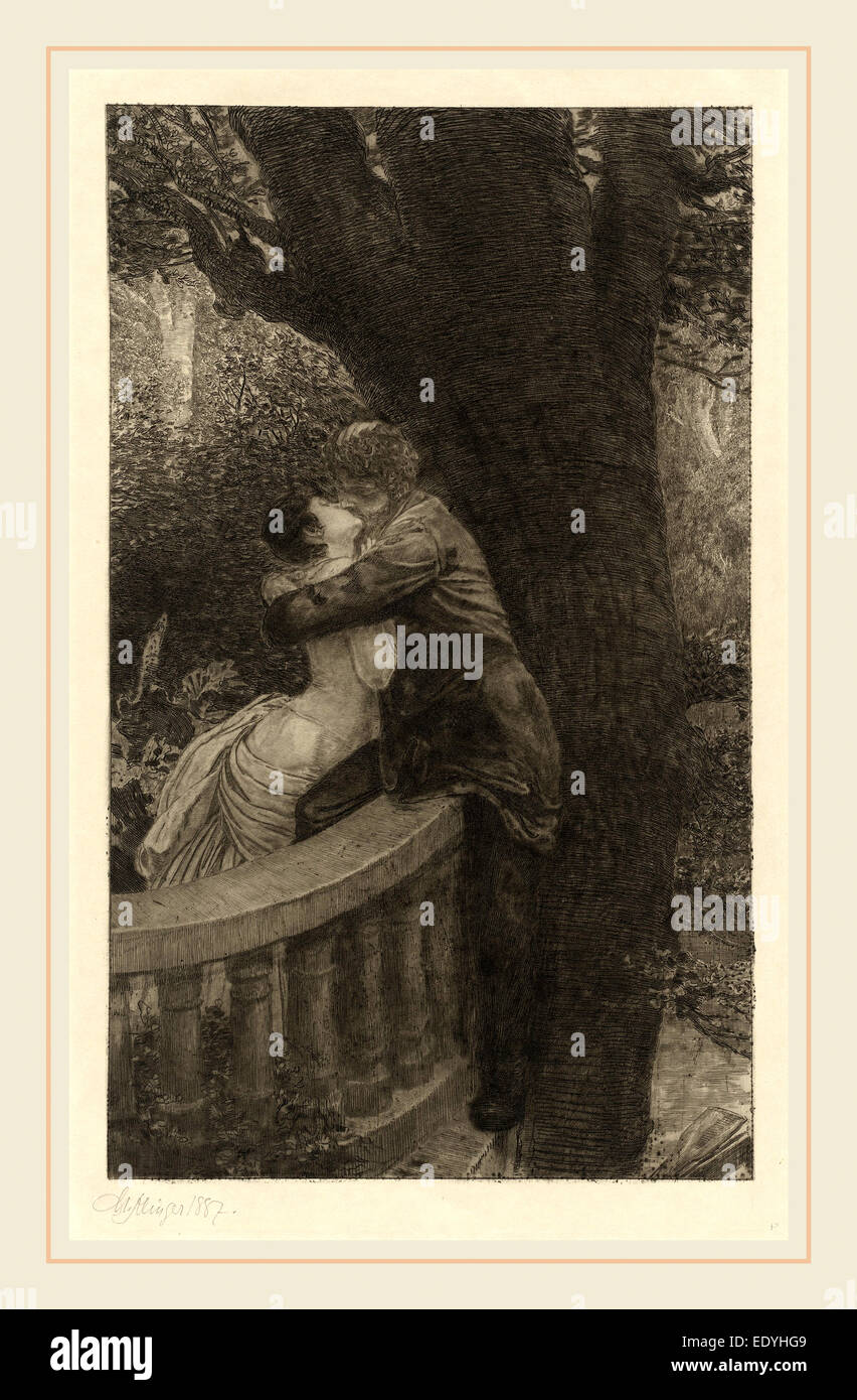 Max Klinger, In the Park (Im Park): pl.4, Deutsch, 1857-1920, 1878, Radierung Stockfoto