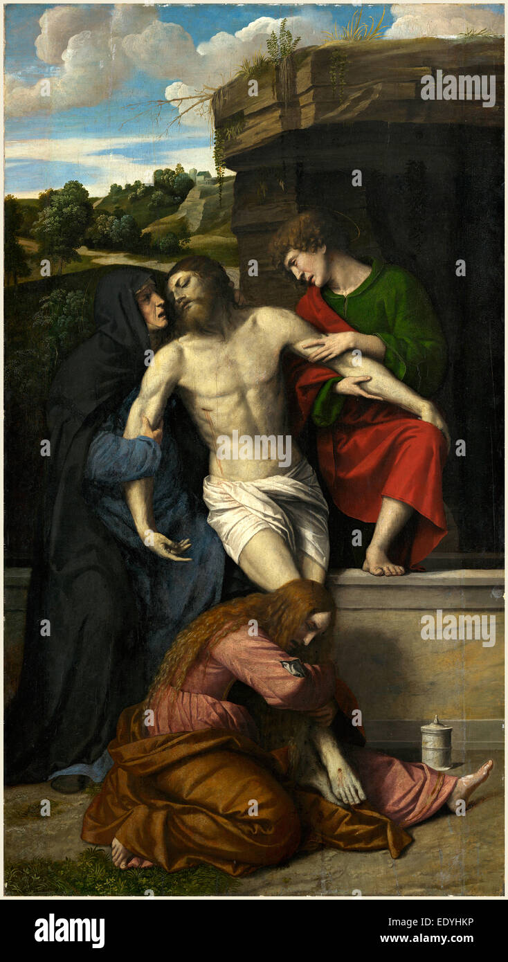 Moretto da Brescia, Italienisch (1498-1554), Pietà, 1520 s, Öl auf Platte Stockfoto
