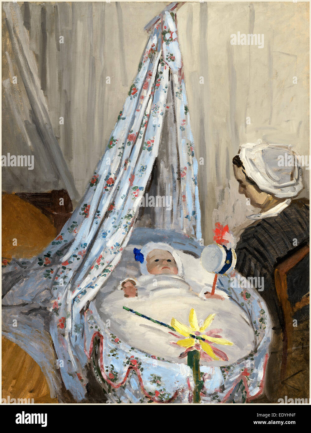Claude Monet, französischer (1840-1926), The Cradle-Camille mit des Künstlers Sohn Jean, 1867, Öl auf Leinwand Stockfoto