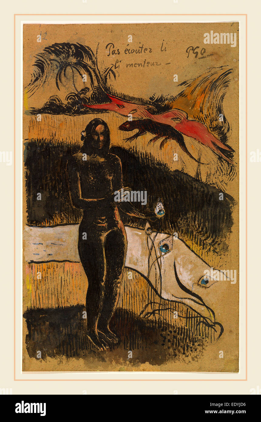 Paul Gauguin, Französisch (1848-1903), Kirchenschiff Kirchenschiff Fenua wahrscheinlich 1894, Pinsel, Gouache und Indien Tinte mit Feder und Tusche Stockfoto