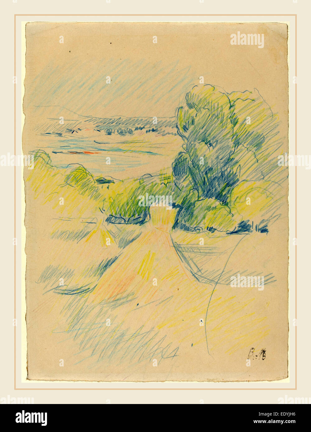 Berthe Morisot, französische (1841-1895), Landschaft, Buntstifte Stockfoto