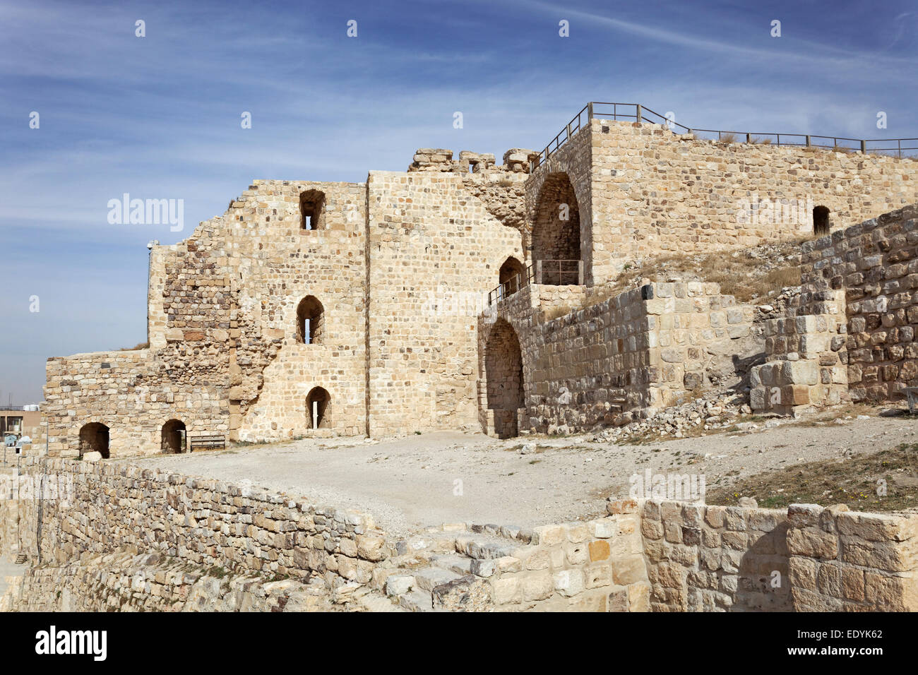 Eine Kreuzritterburg Kerak Burgruine in 1140, zu dieser Zeit gebaut, Crac des Moabiter, Al Karak oder Kerak, Jordanien Stockfoto