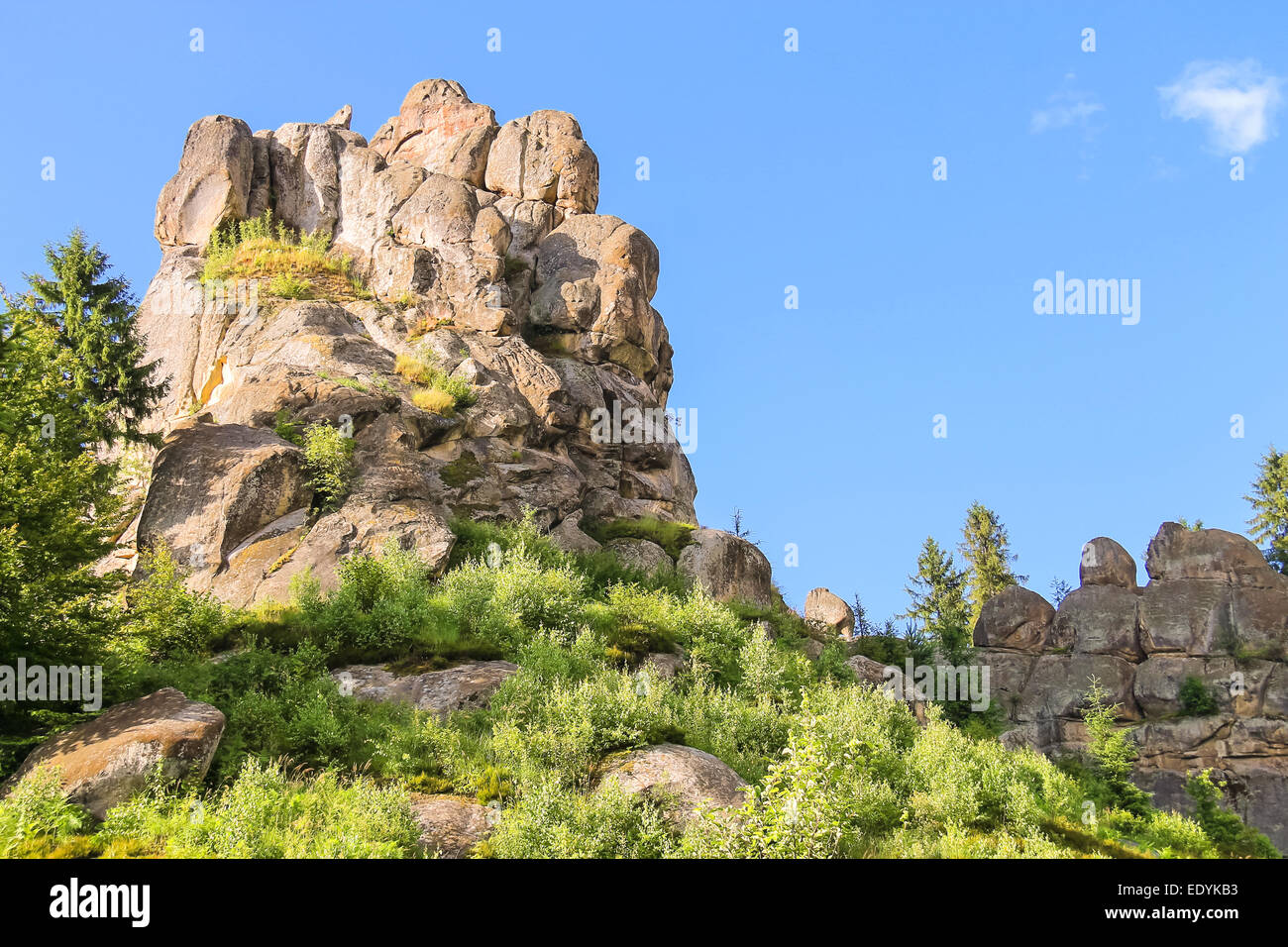 Berg - Festung in der historischen und kulturellen Reserve "Tustan". Ukraine Stockfoto