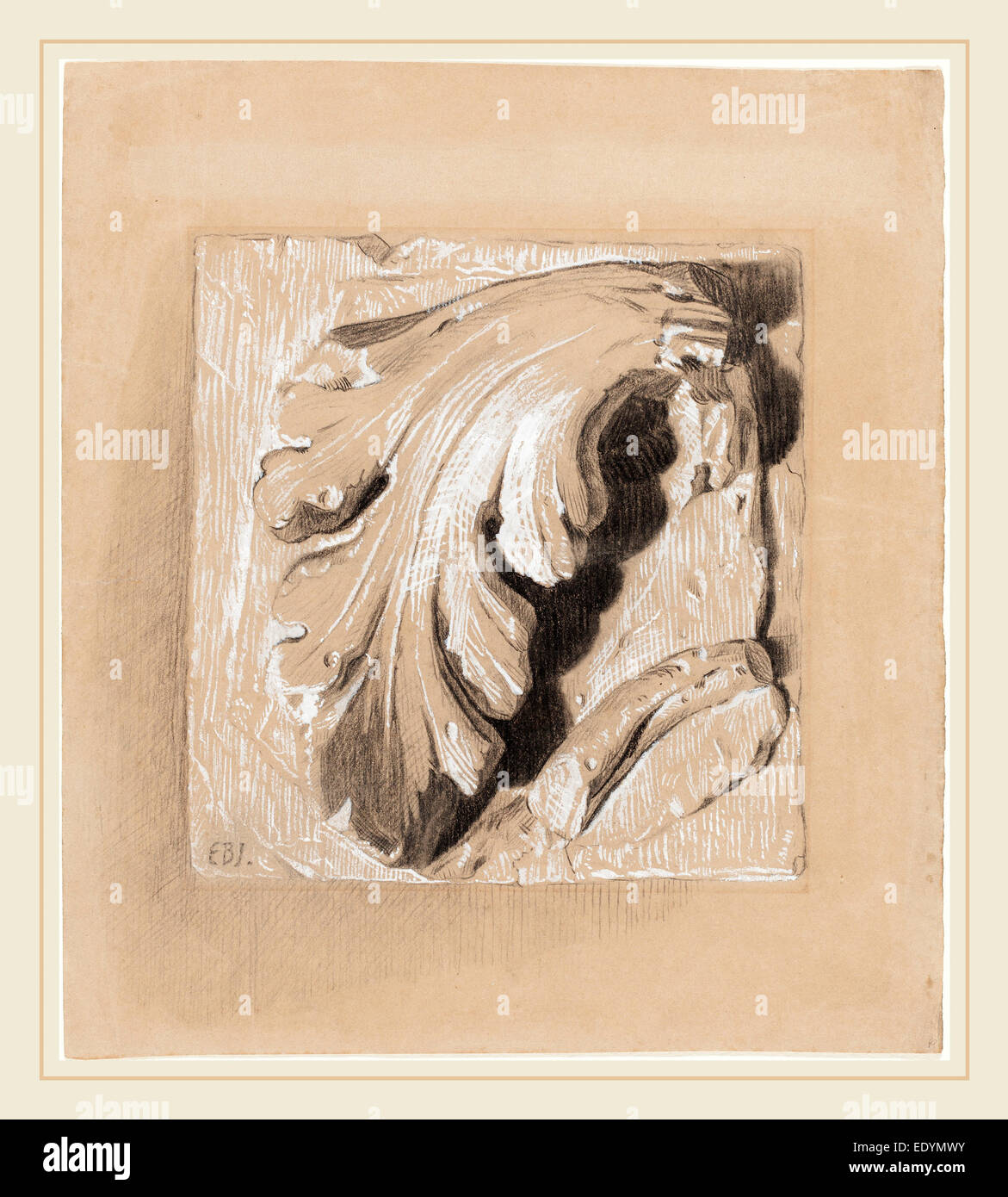 Sir Edward Coley Burne-Jones, Brite/Britin (1833-1898), A Fragment aus einem antiken Fries, schwarze Kreide, verstärkt mit weißen Gouache Stockfoto