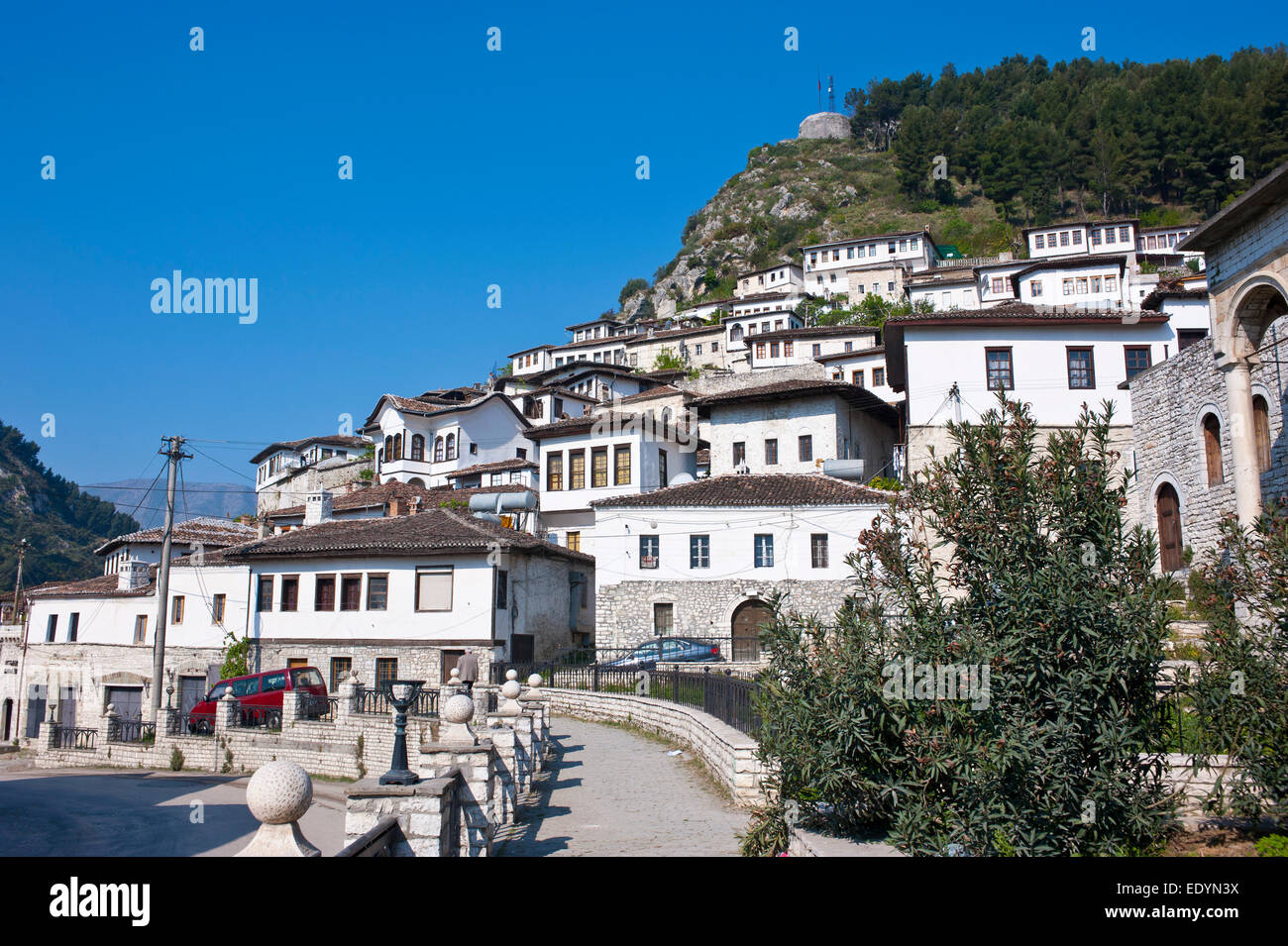 Mangalemviertel Quartal, UNESCO-Weltkulturerbe, Berat, Albanien Stockfoto