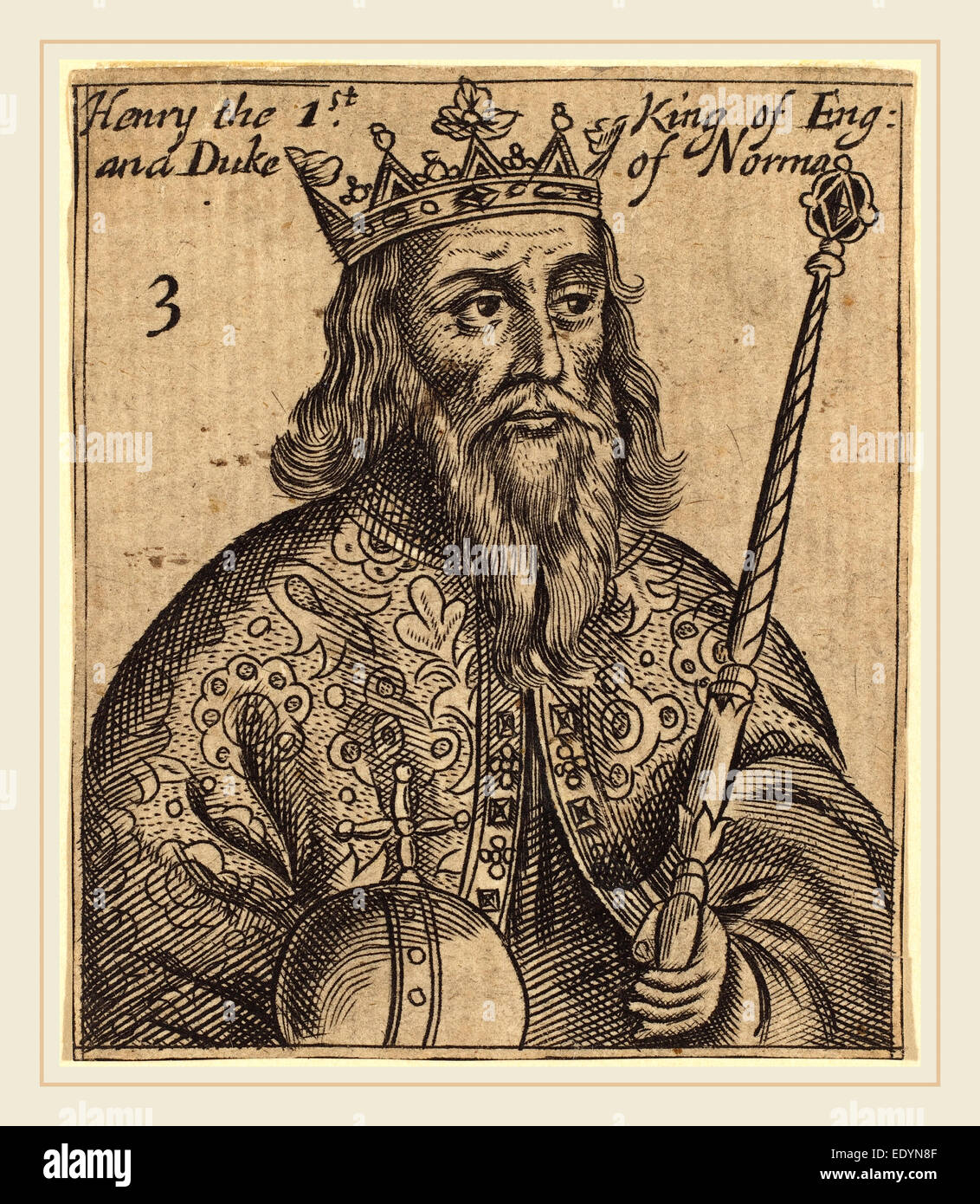 Britische 17. Jahrhundert, Henry i., König von England, Gravur Stockfoto