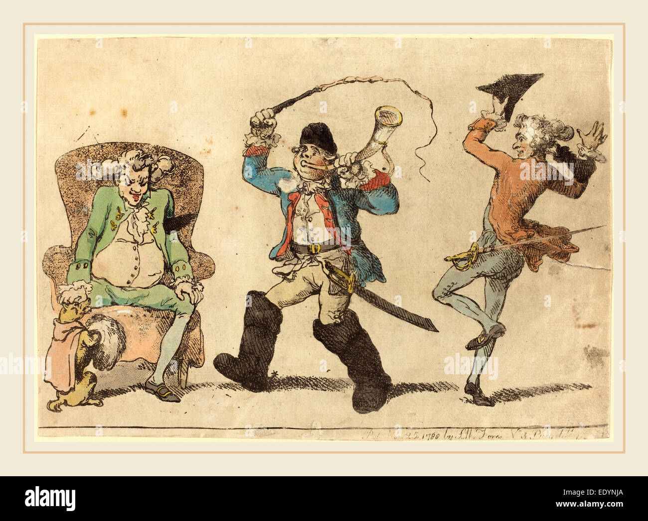 Thomas Rowlandson, Brite/Britin (1756-1827), ein Franzose im November 1788, handkolorierten Radierung Stockfoto