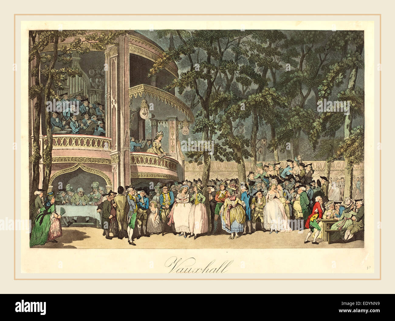Thomas Rowlandson, Brite/Britin (1756-1827), Vauxhall Gärten, 1785, Radierung und Aquatinta Stockfoto