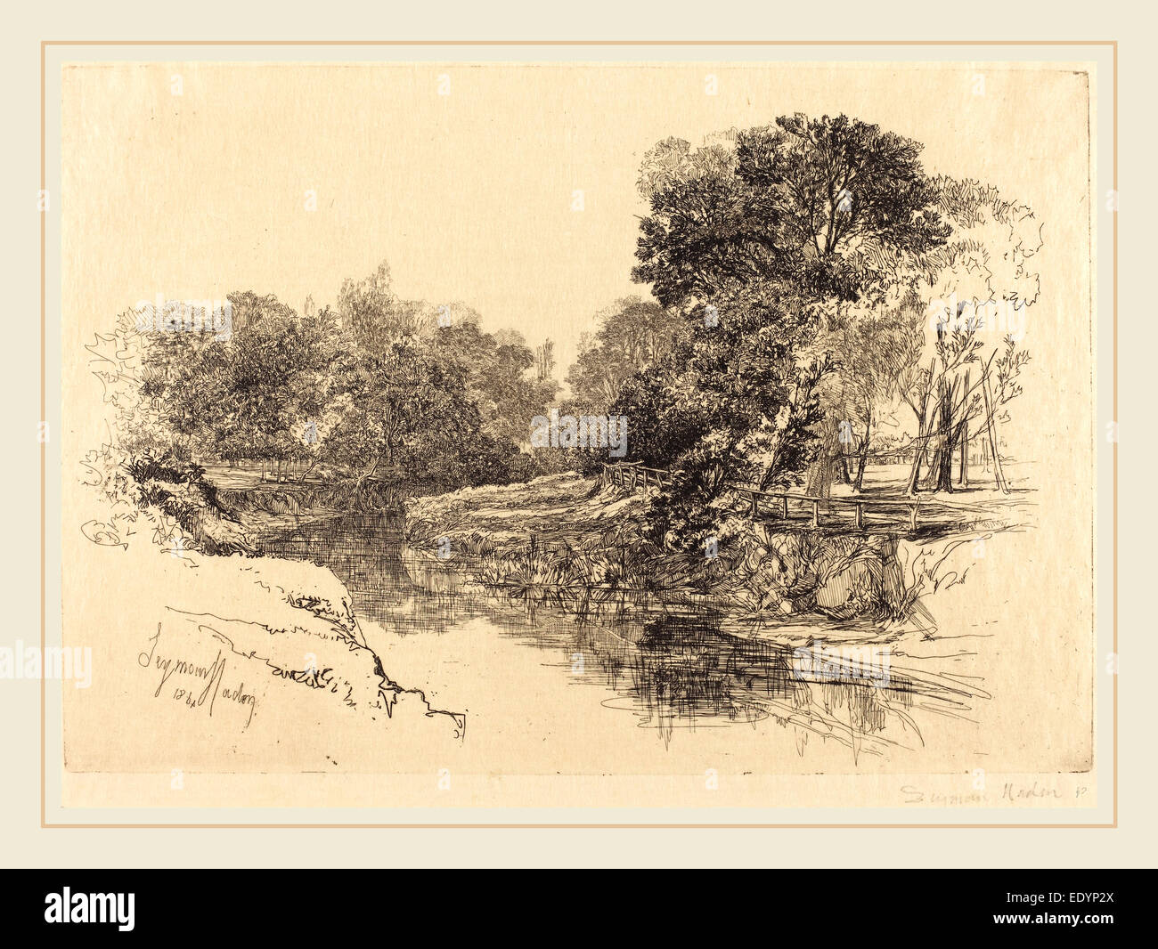 Francis Seymour Haden, Brite/Britin (1818-1910), ein Fluss in Irland, 1864, Ätzen mit Kaltnadelradierung Stockfoto