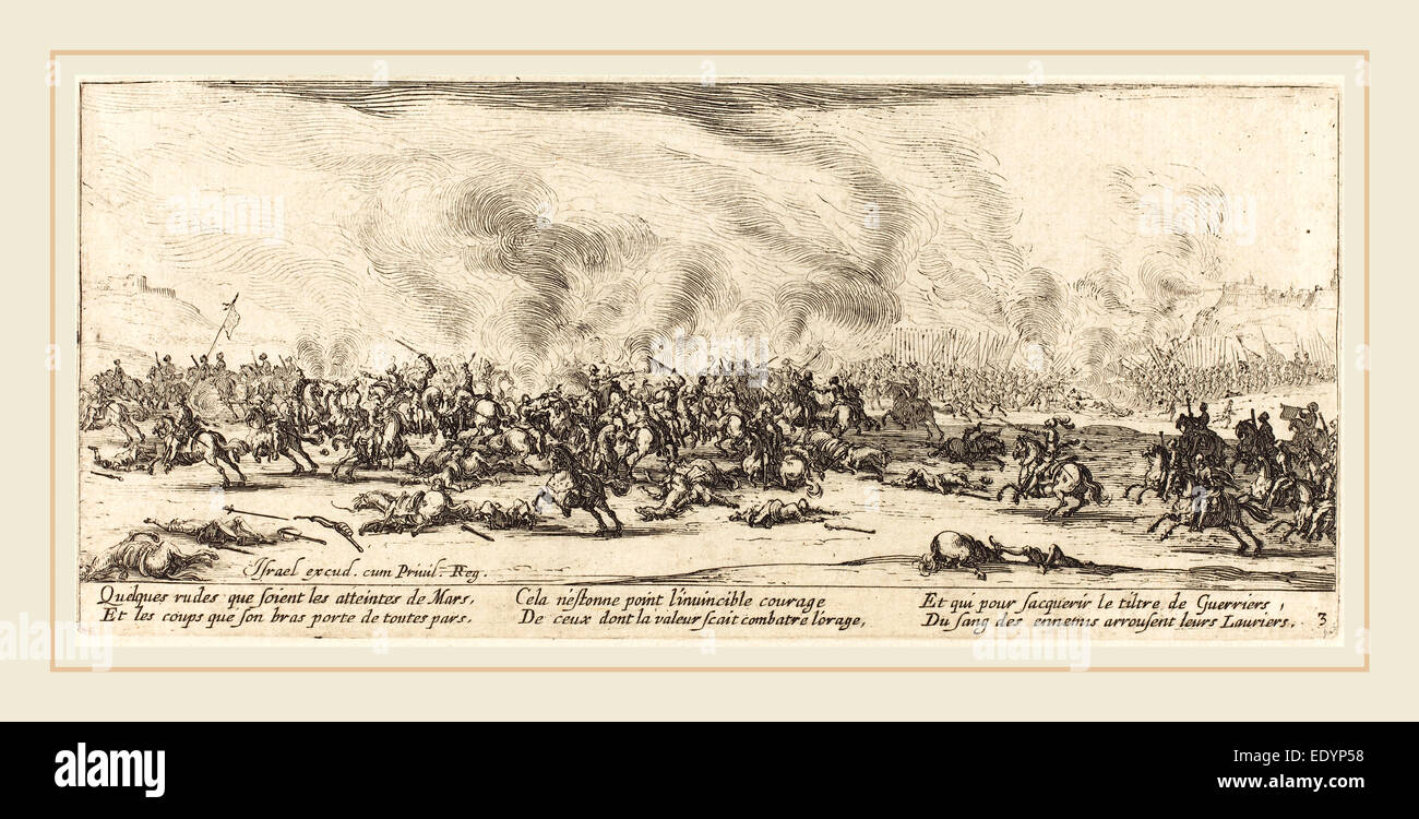 Jacques Callot, französischer (1592-1635), The Battle, c. 1633, Radierung Stockfoto