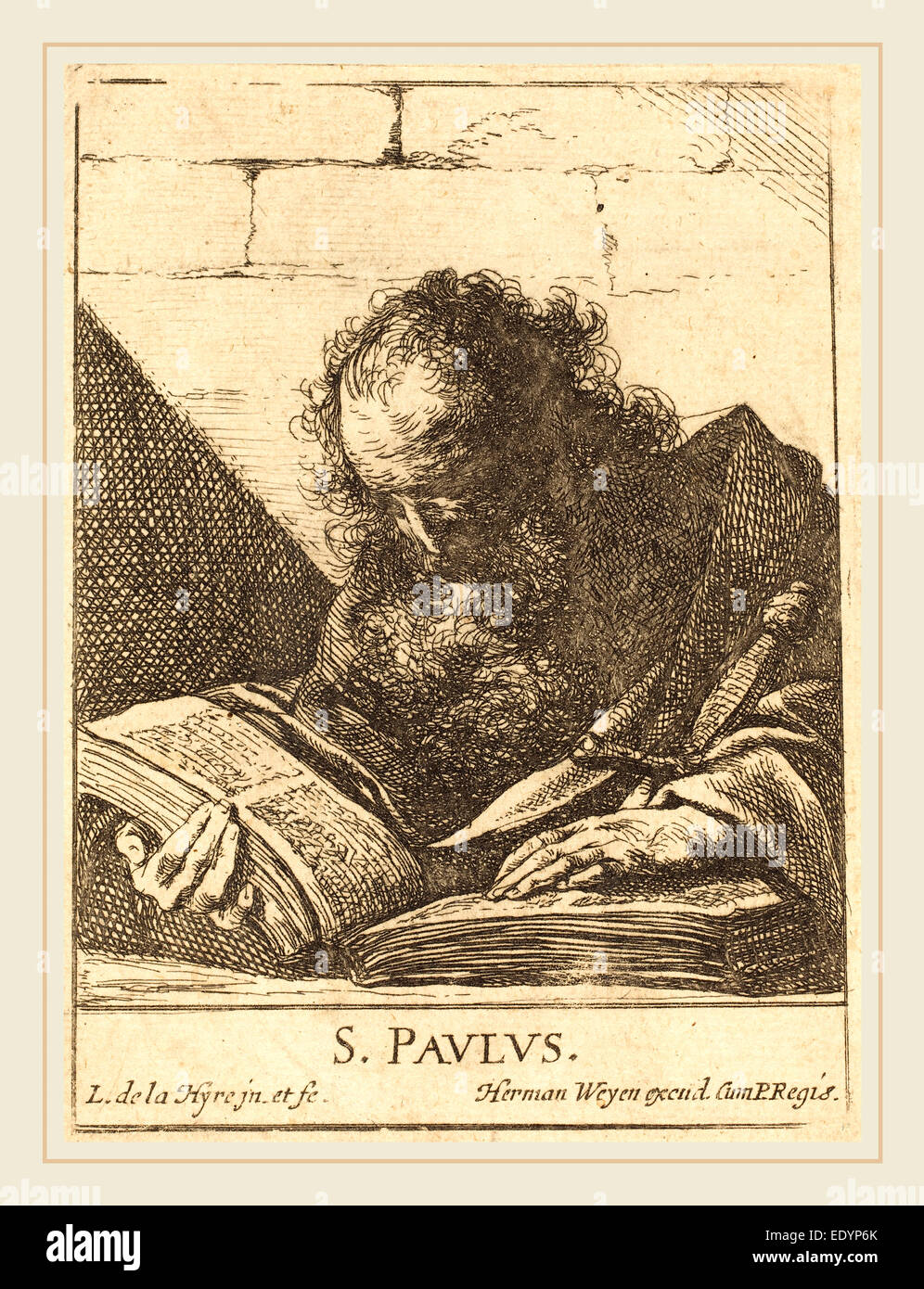 Laurent De La Hyre, Bütten Französisch (1606-1656), Saint Paul, 1620s, Radierung auf Stockfoto