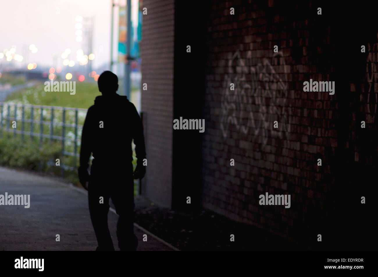 Leuchte in Mauersteinoptik Silhouette graffiti Blackpool. Credit: LEE RAMSDEN/ALAMY Stockfoto