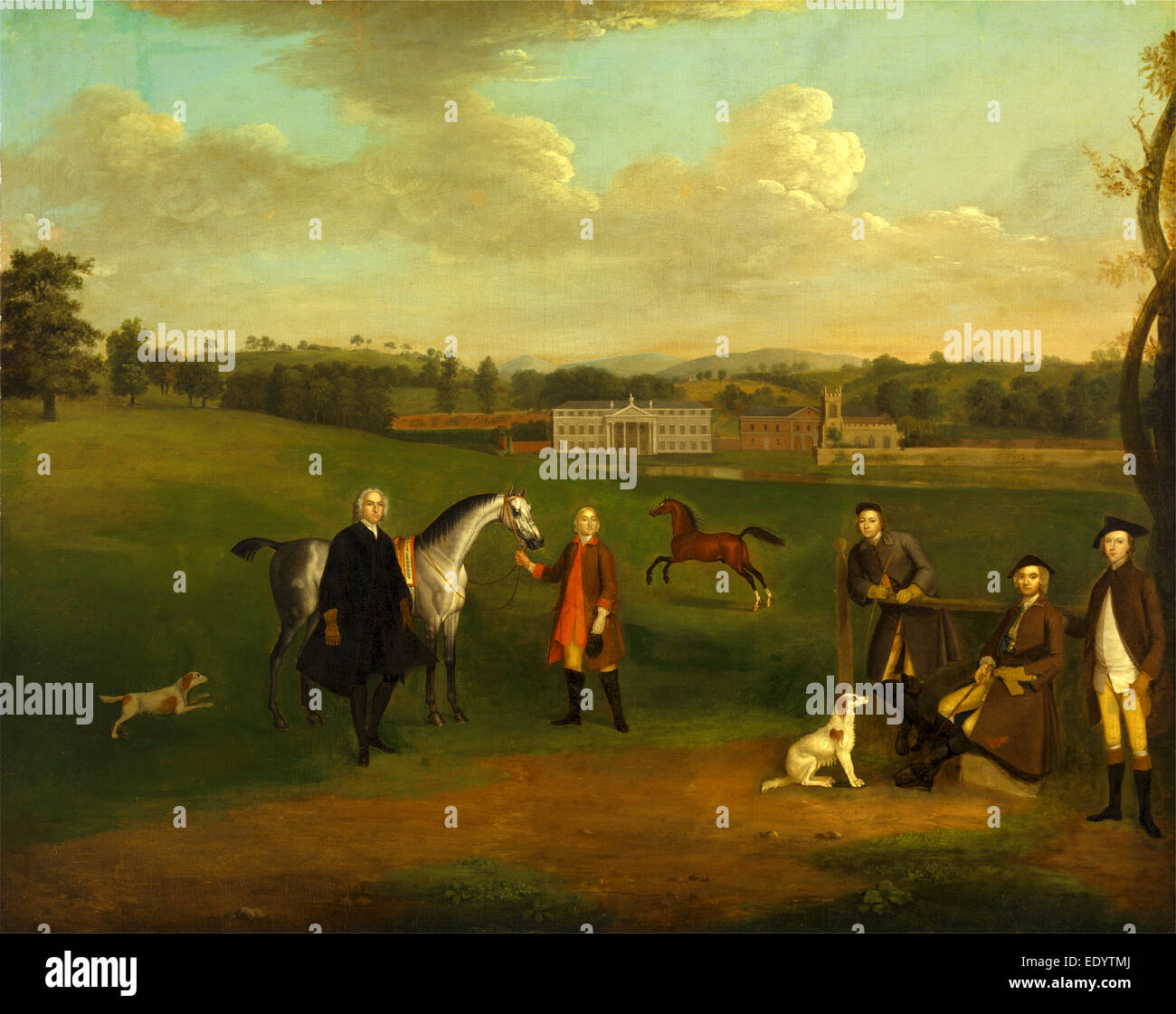 Leck Okeover, Pfr. John Allen und Kapitän Chester in Okeover Hall, Staffordshire Leck Okeover Esquire, Reverend John Allen Stockfoto