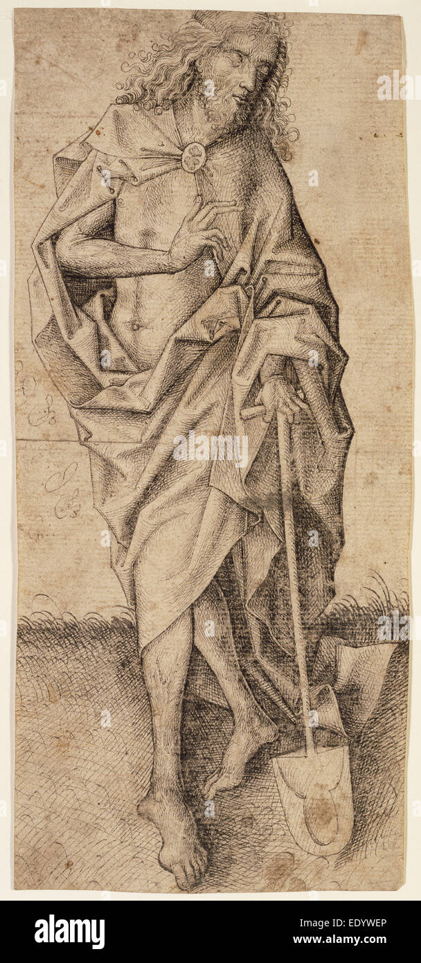 Christus als der Gärtner; Oberen Rheinischer Meister, deutsche, aktiv über 1470-1490; ca. 1470-1490; Feder und schwarzer Tinte grau Stockfoto