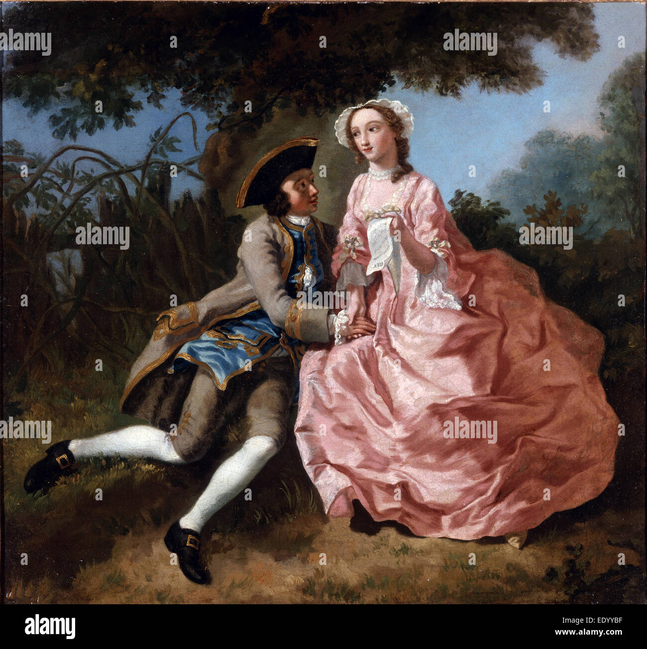 Liebhaber in einer Landschaft, Pieter Jan van Reysschoot, 1702-1772, Flämisch Stockfoto