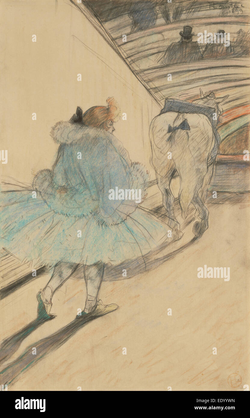 Au Cirque: Entrèe de Piste; Henri de Toulouse-Lautrec, Französisch, 1864-1901; 1899; Schwarz und Buntstifte auf Papier Stockfoto