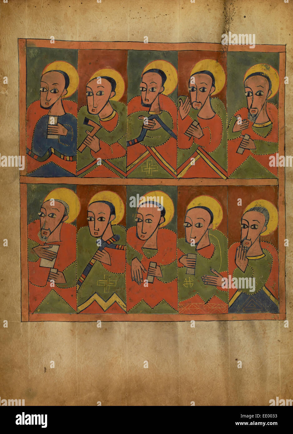 Die zweiundsiebzig jünger; Unbekannt; Äthiopien, Afrika; etwa 1480-1520; Tempera auf Pergament Stockfoto